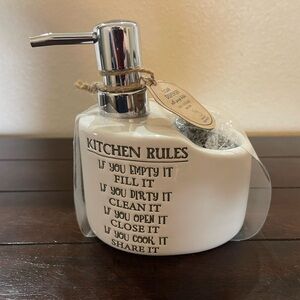 White Kitchen Soap Dispenser with Scrub Pad - NWT